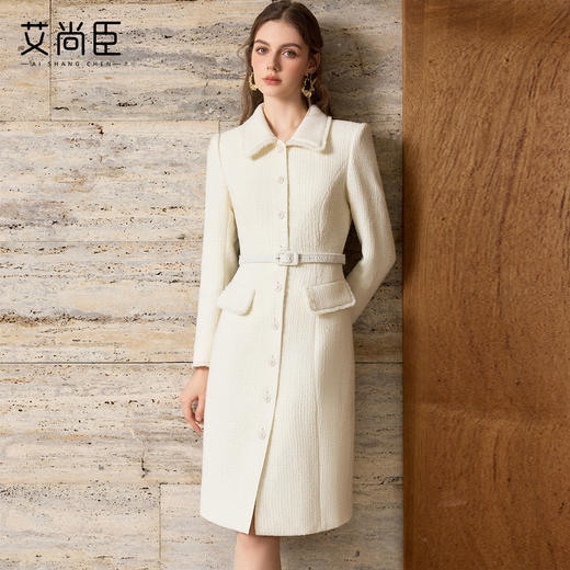 艾尚臣小洋装富家千金肌理感羊毛小香风连衣裙女中长款气质裙秋冬 商品图0