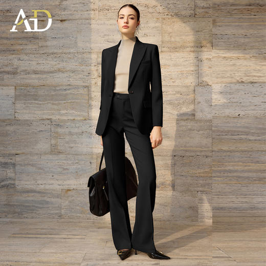 AD轻奢高级感黑色西装套装女春季2026新款爆款巨好看喇叭裤两件套 商品图1