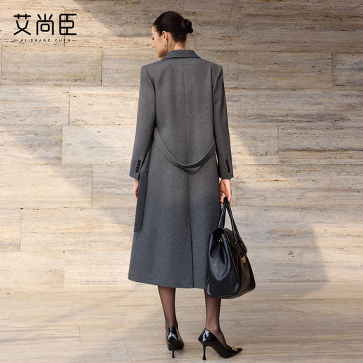 艾尚臣羊毛呢大衣女冬季中长款双排扣通勤职业装气质西装毛呢外套 商品图4