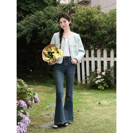 鹿向南「春日香颂」小香风浅蓝色短外套女春季小个子气质开衫上衣 商品图2