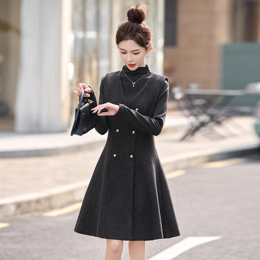 优雅风女套装2026春季新款气质通勤时尚打底衫双排扣马甲裙两件套MQ5125 商品图3