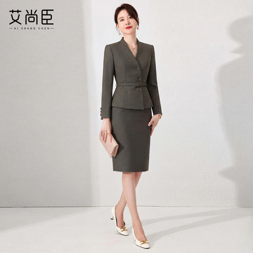 艾尚臣长袖西装半裙两件套女2026年春季高级感西服通勤职业装套装 商品图3