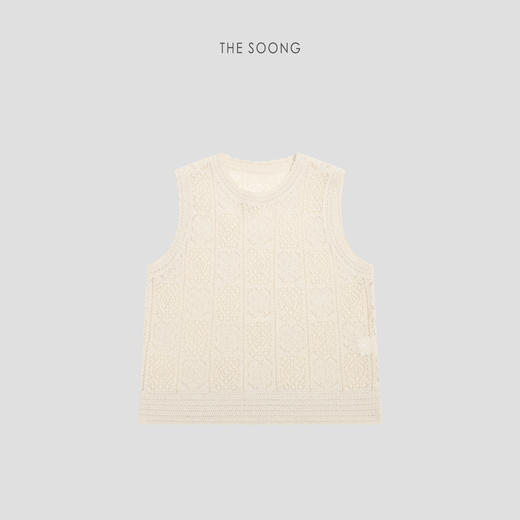 THESOONG复古爱尔兰手工编织阿兰花纹立体质感背心上衣HWBX8531 商品图7