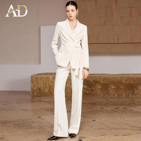 AD白色西装套装女春秋2026新款高级感爆款穿搭职业装阔腿裤两件套