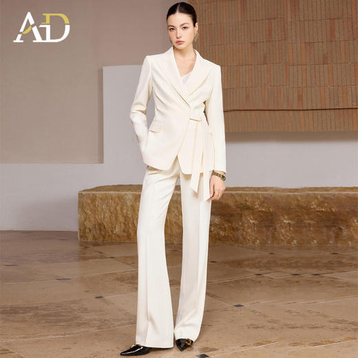 AD白色西装套装女春秋2026新款高级感爆款穿搭职业装阔腿裤两件套 商品图0