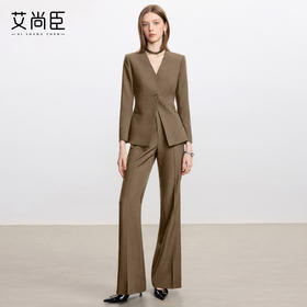艾尚臣复古老钱风时尚套装女经典西服阔腿裤两件套冬季通勤职业装