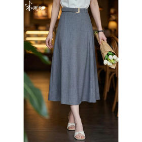 米思阳2026春季新款复古优雅赫本风高腰半身裙A字裙大摆裙女1678