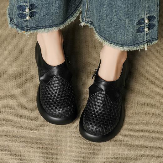 【预售5天】厚底松糕鞋女真皮圆头懒人秋小个子高跟小皮鞋168XY&1681316 商品图2