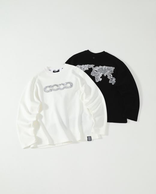 点此购买 GOODBRAND春秋季男女款地图亮片轻奢时尚纯棉长袖卫衣 md 340891 商品图0