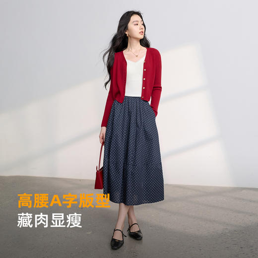 【六好理想裙】三彩2026春季新款设计感高腰半身裙A字裙长裙纯棉Z 商品图2