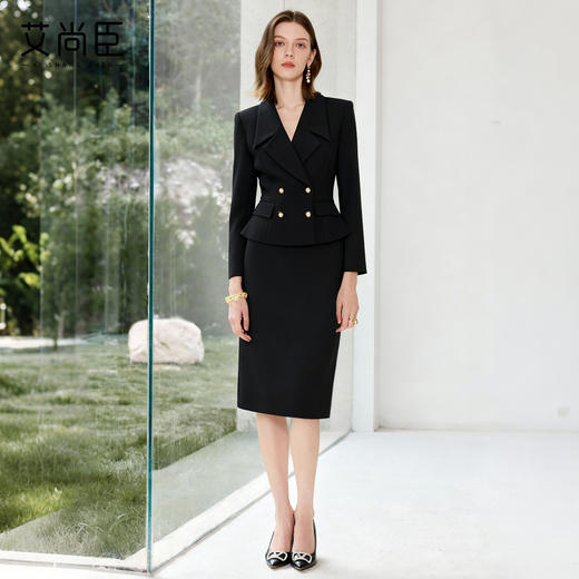 艾尚臣双排扣西装套装女2025新款职场通勤小香风两件套气质工作服 商品图3