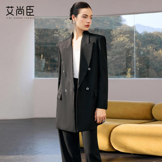 艾尚臣oversize阔版个性西装套装中长款西服强大气场时尚商务外套 商品图2