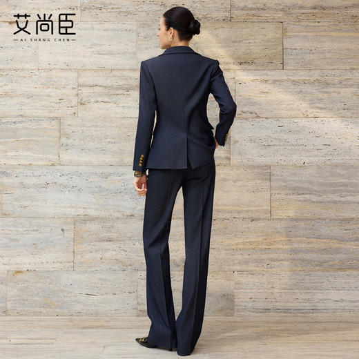 艾尚臣老钱风藏青色西装套装女西服两件套职业装商务通勤气质女装 商品图4
