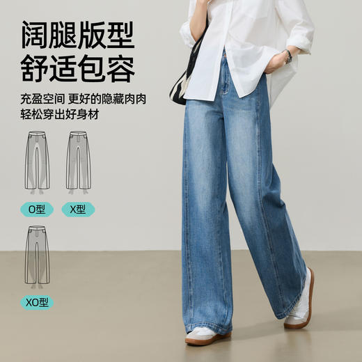 【春新品！高街阔腿裤】逸阳春季新款宽松显瘦直筒垂感拼接牛仔裤8334 商品图1