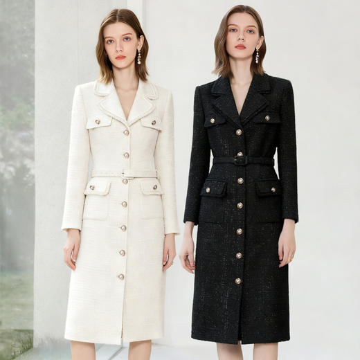 艾尚臣粗纺小香风连衣裙设计感法式西装裙正式场合裙子通勤收腰冬 商品图0