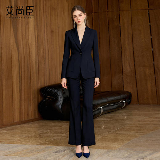 艾尚臣2026新款藏蓝色西装套装女通勤职业装高级感商务风两件套冬 商品图3