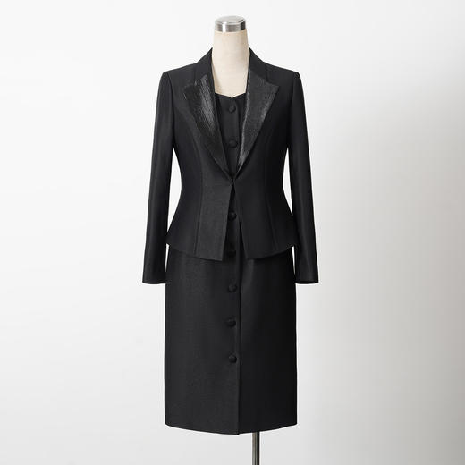 艾尚臣假两件黑色修身连衣裙女职业装西装领排扣气质高级感通勤裙 商品图2