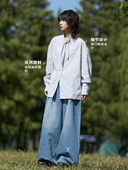 马得工地/MDGDCS212071/领结绑带字母印花格子衬衫 商品图2