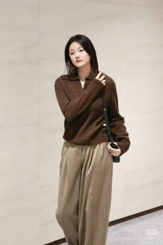 初十上新 独家圆正 小禾 牦牛绒 翻领 针织套头衫 商品图2