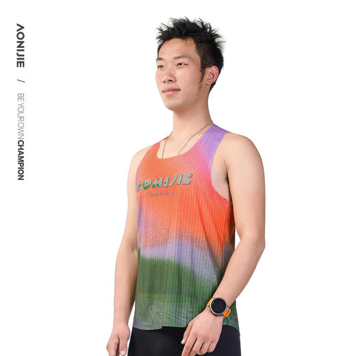 【2026新款】奥尼捷男款工字马拉松透气呼吸楼梯格不黏身速干运动背心 商品图4