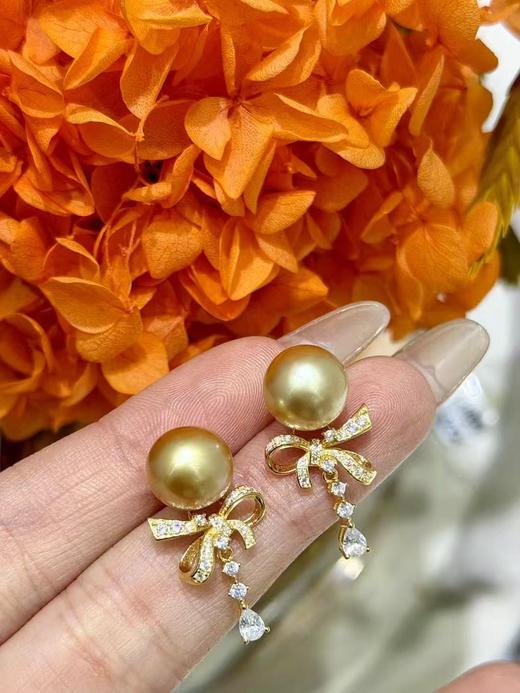 ⁶美少女款【金珠耳钉】11-12mm海水珍珠，银镶，微瑕，出证书，24小时鉴赏期【香港】SS06-QTT-XGZZ 商品图3