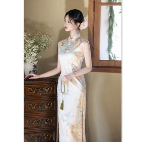 港风中式长款无袖旗袍2026春夏款时尚改良修身显瘦老上海韵味旗袍SYK12685