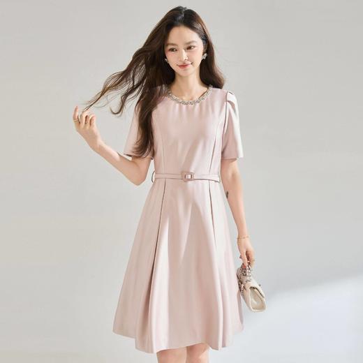 「高货sh」全新升级【铂金会员321/天猫429/差价108】(21902)洛诗琳法式小香风钉珠领连衣裙2026春夏新款收腰显瘦裙子 商品图0