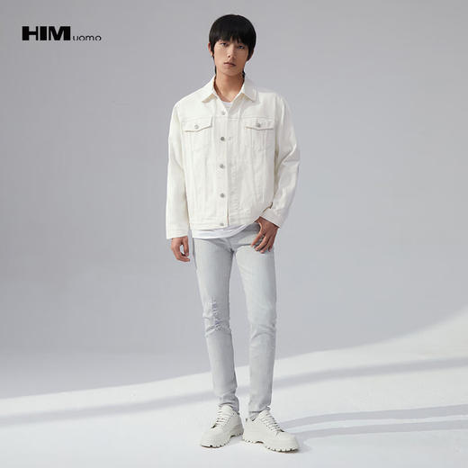 HIM漢崇 休闲复古牛仔夹克男舒适潮流简约百搭长袖外套 2025秋季 商品图1