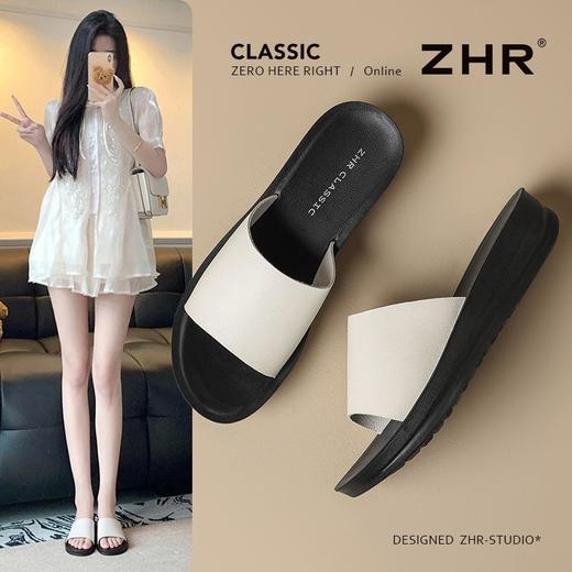 ZHR拖鞋女夏外穿厚底2026新款一字拖坡跟软底舒适家居凉拖鞋 商品图0
