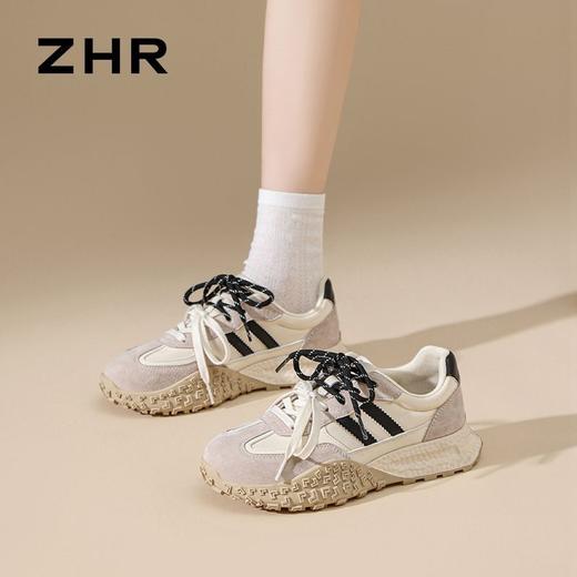 ZHR则则运动休闲鞋春秋新款厚底阿甘鞋增高百搭时尚德训老爹鞋女 商品图5