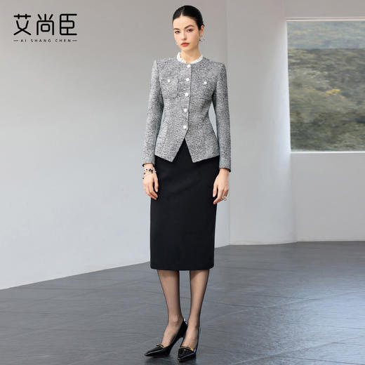 艾尚臣轻奢小香风西装套装女春季2026新款通勤优雅长袖西服两件套 商品图1
