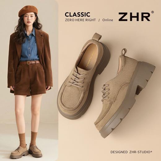 ZHR则则复古爵士英伦单鞋系带2026新款百搭懒人通勤小皮鞋乐福鞋 商品图0