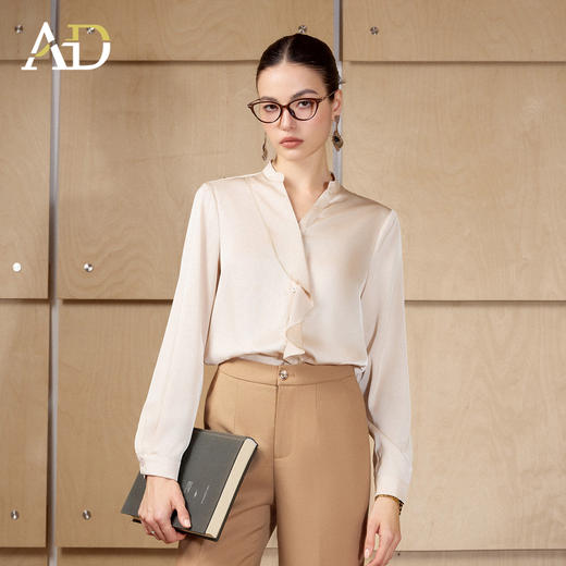 AD高端品牌缎面长袖衬衫女春季2026新款高级感职场大女主通勤穿搭 商品图1