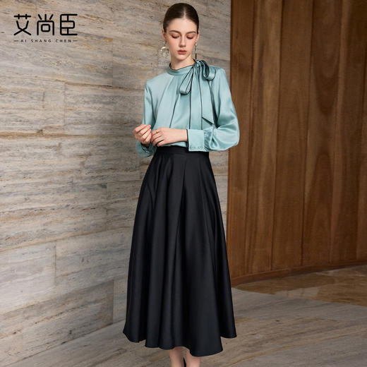 艾尚臣法式蝴蝶结飘带领长袖衬衫女轻熟优雅风高级感上衣 商品图4