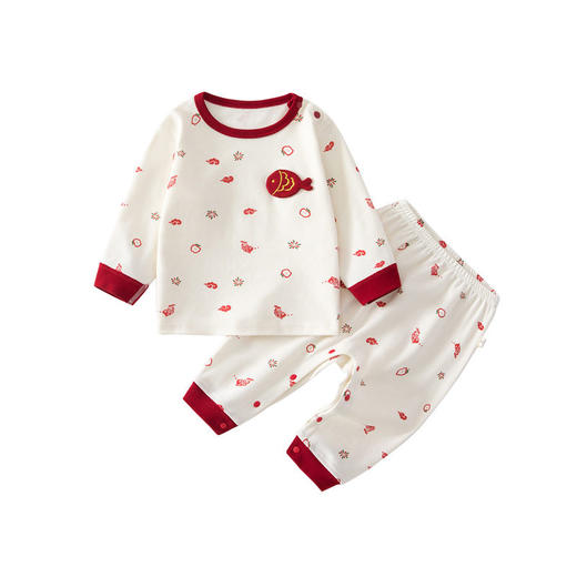 宝宝秋衣秋裤套装纯棉免脱婴儿宽松睡衣春秋衣服儿童打底内衣分体 商品图4