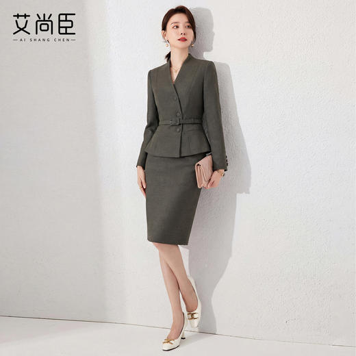 艾尚臣长袖西装半裙两件套女2026年春季高级感西服通勤职业装套装 商品图1
