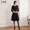 艾尚臣黑色小香风连衣裙女法式复古千金风收腰百褶裙小个子中长裙 商品缩略图0