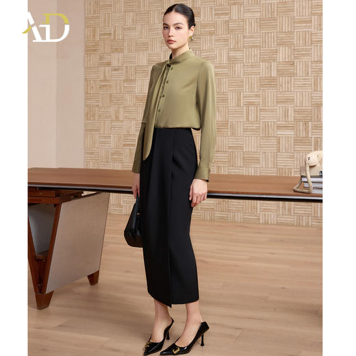 AD高端精致缎面衬衫裙子套装女士长袖飘带衬衣轻奢高级感通勤穿搭 商品图2