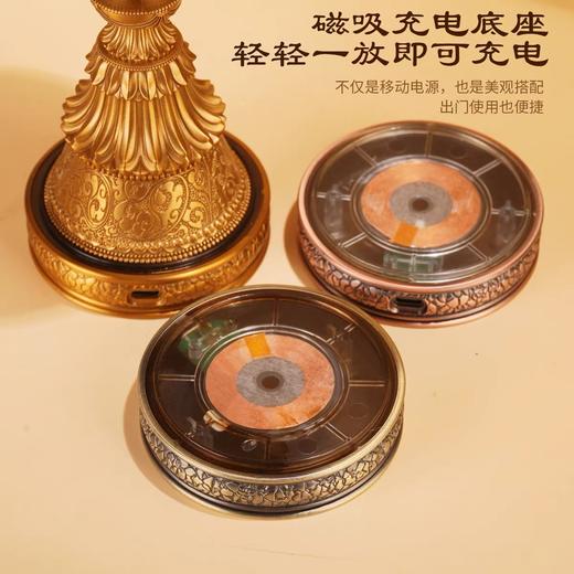 精品八吉祥3D火焰电子酥油灯充电试供佛灯藏式佛前供灯仿真摆件长明灯佩戴充电底座 商品图2