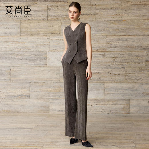 艾尚臣老钱风西装套装女秋冬商务职业装西服外套长裤三件套通勤风 商品图2