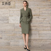 艾尚臣通勤上镜西服套装女春季气质复古松绿色西装正装职业半身裙 商品缩略图4