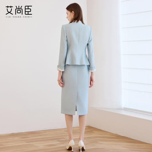 艾尚臣晨曦蓝西装套装女高端精致女职业装商务通勤厚西服两件套冬 商品图4