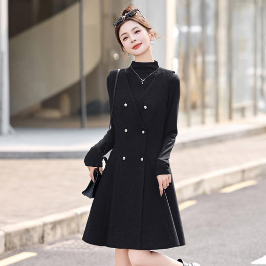 优雅风女套装2026春季新款气质通勤时尚打底衫双排扣马甲裙两件套MQ5125 商品图0