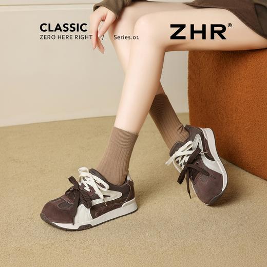 ZHR则则圆头双鞋带厚底德训鞋经典休闲百搭显脚小秋季网面鞋KD87 商品图4