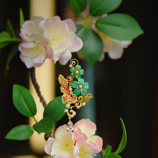 龢盒原创 蝴蝶花园澳玉银胸针 商品图2