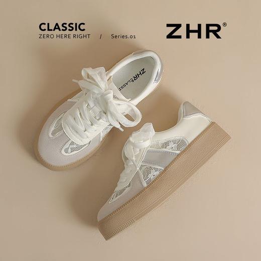 ZHR则则复古芭蕾风德训鞋女夏季蕾丝透气网面休闲鞋百搭小白鞋女 商品图9
