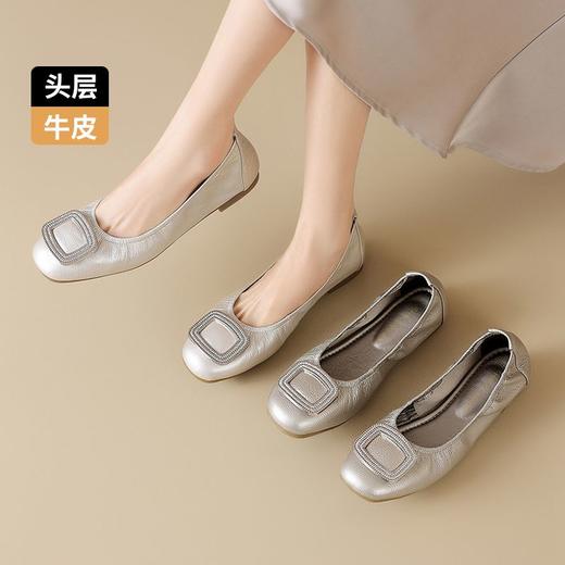 ZHR则则头层牛皮真皮平底软底单鞋2025新款百搭气质女鞋一脚蹬女 商品图7