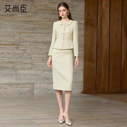 艾尚臣富家千金小洋装韩版两件套职业小香风套装外套半裙两件套女 商品图4