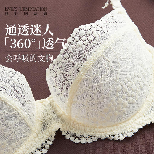 夏娃的诱惑法式蕾丝内衣女薄款大胸显小防下垂超薄缩胸大码文胸夏 商品图2