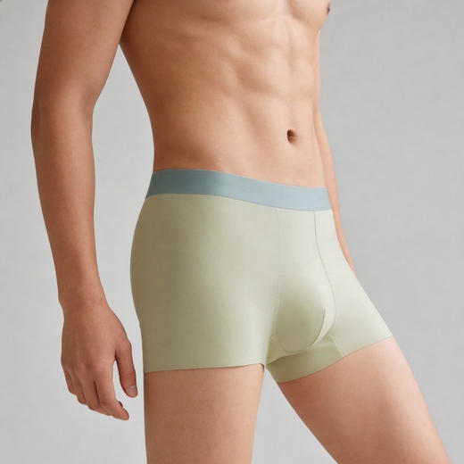 官网399！爱家珠光莫代尔冰丝无痕男士内裤平角裤 四角短裤棉质立体葫芦裆三条装内裤 商品图5